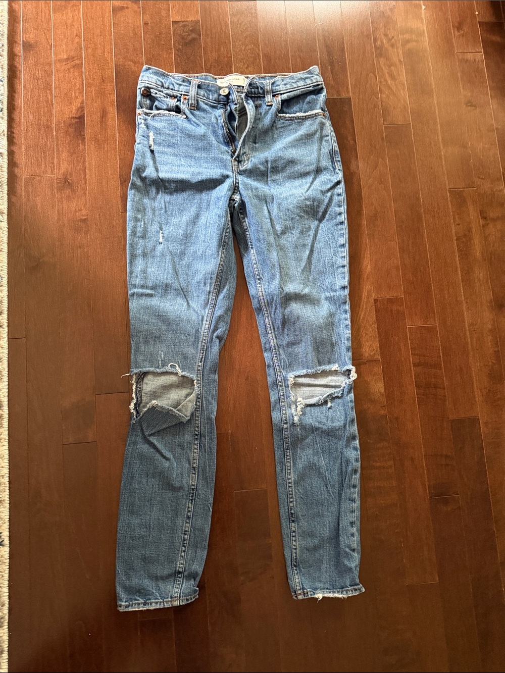 Women’s Distressed Blue Jeans - Classic Slim Fit